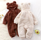 Furry Teddy Bear Baby Snowsuit One Piece Hippo Boutique