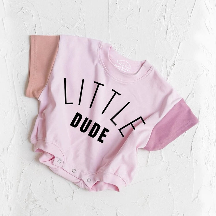 Little Dude baby Color Block T-Shirt Bubble Romper Hippo Boutique