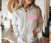 Pink Checkered Mama Zip Up Hoodie Hippo Boutique
