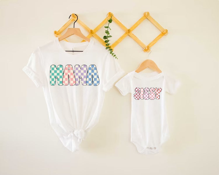 Checkered Sissy newborn baby bodysuit romper Hippo Boutique