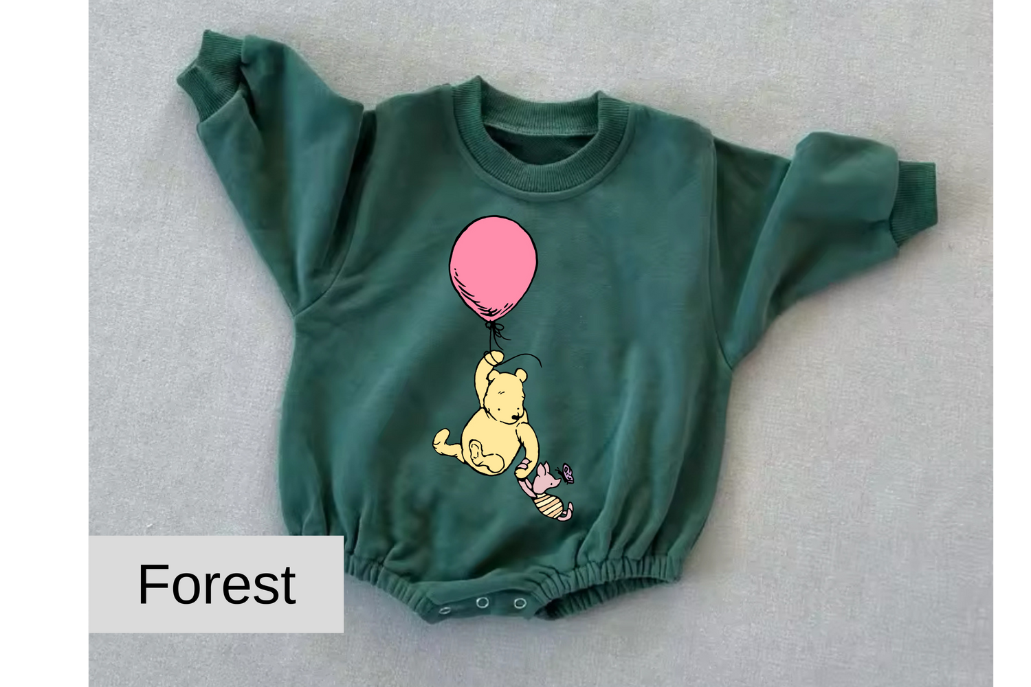 Pink Balloon Pooh baby Oversized Sweatshirt Romper Hippo Boutique