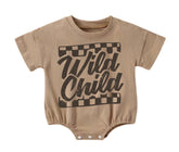 Baby t-shirt Bubble Romper - Wild Child Checkered Hippo Boutique