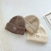 Baby and kids winter hats, beanie, tuque with embroidered heart