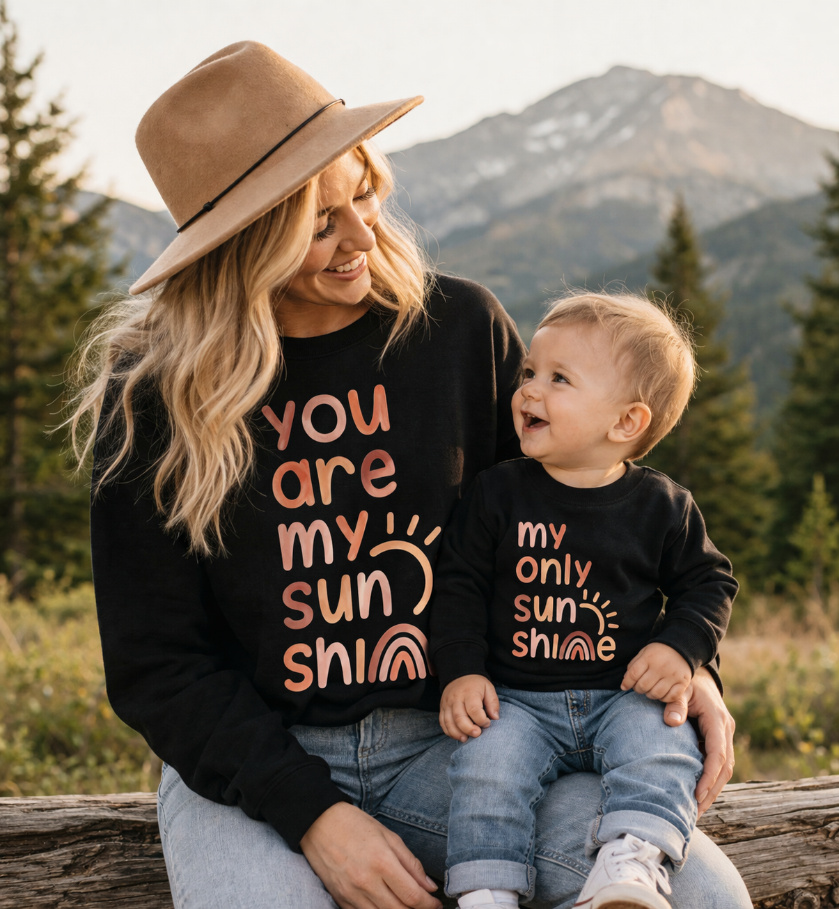 Mama & Mini Matching Sweatshirts - You are my sunshine Hippo Boutique