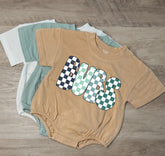Checkered Bubs Baby & toddler Boy t-shirt bubble Romper Hippo Boutique