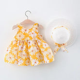 Daisy Sleeveless Baby Dress with Sun Hat Hippo Boutique