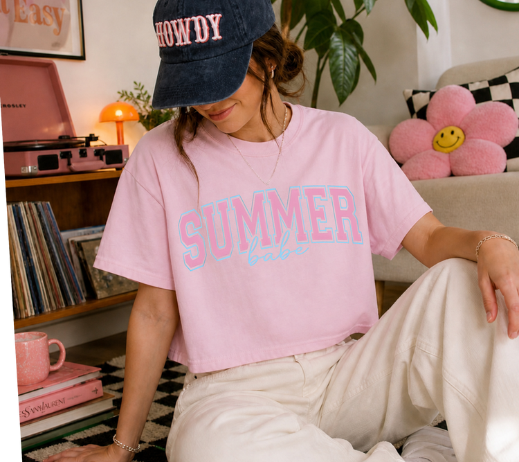 Cropped Top & T-Shirts - Summer Babe Hippo Boutique