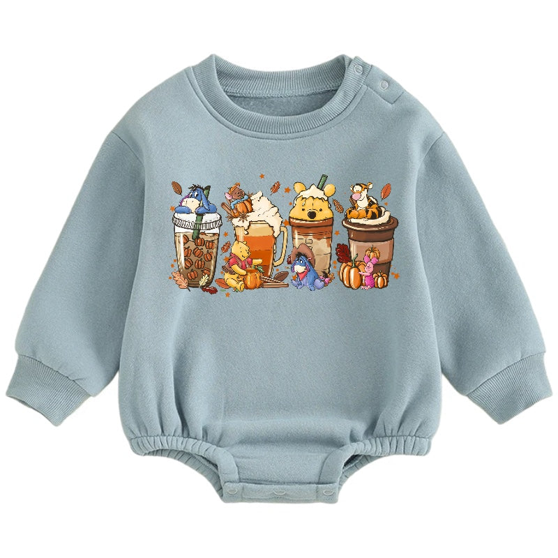 Soft warm fleece Baby pooh Fall Oversized Sweatshirt Romper Hippo Boutique