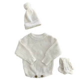 Personalized Baby Knit Romper Set Custom Name Embroidered Hippo Boutique