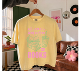 Women’s crop tshirt iced coffee and books 