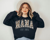 Custom Mama Leaopard Print Sweatshirt with children’s name on sleeve Hippo Boutique