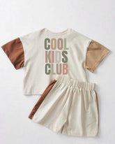 Cool Kids Club Baby and Kids cotton color block t-shirt & shorts outfit Hippo Boutique