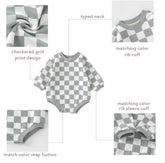Checkered Print Sweatshirt Romper Hippo Boutique