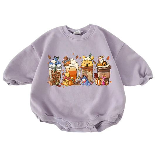 Cotton Pooh Fall Baby Halloween Sweatshirt Romper Hippo Boutique