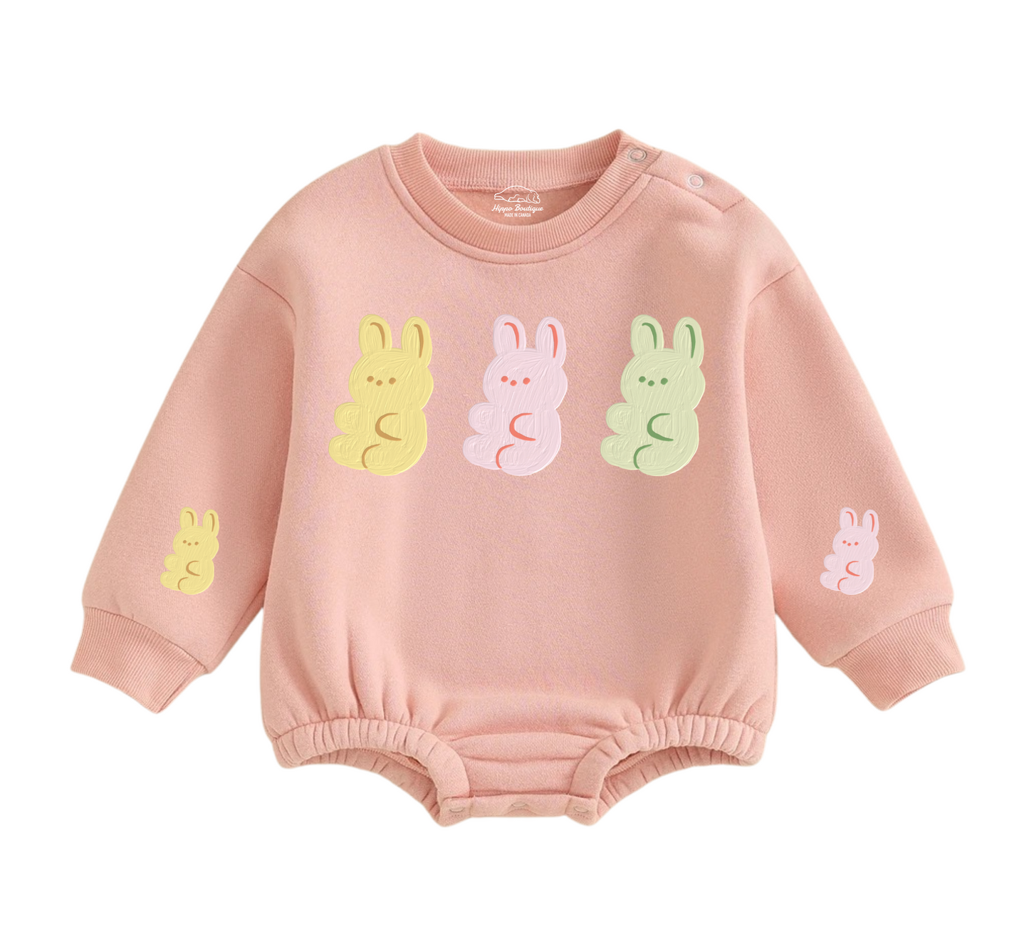 Soft warm fleece oversized Romper - Bunnies