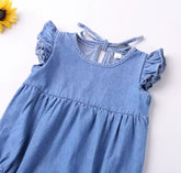 Denim Sleeveless Baby Dress Romper Hippo Boutique