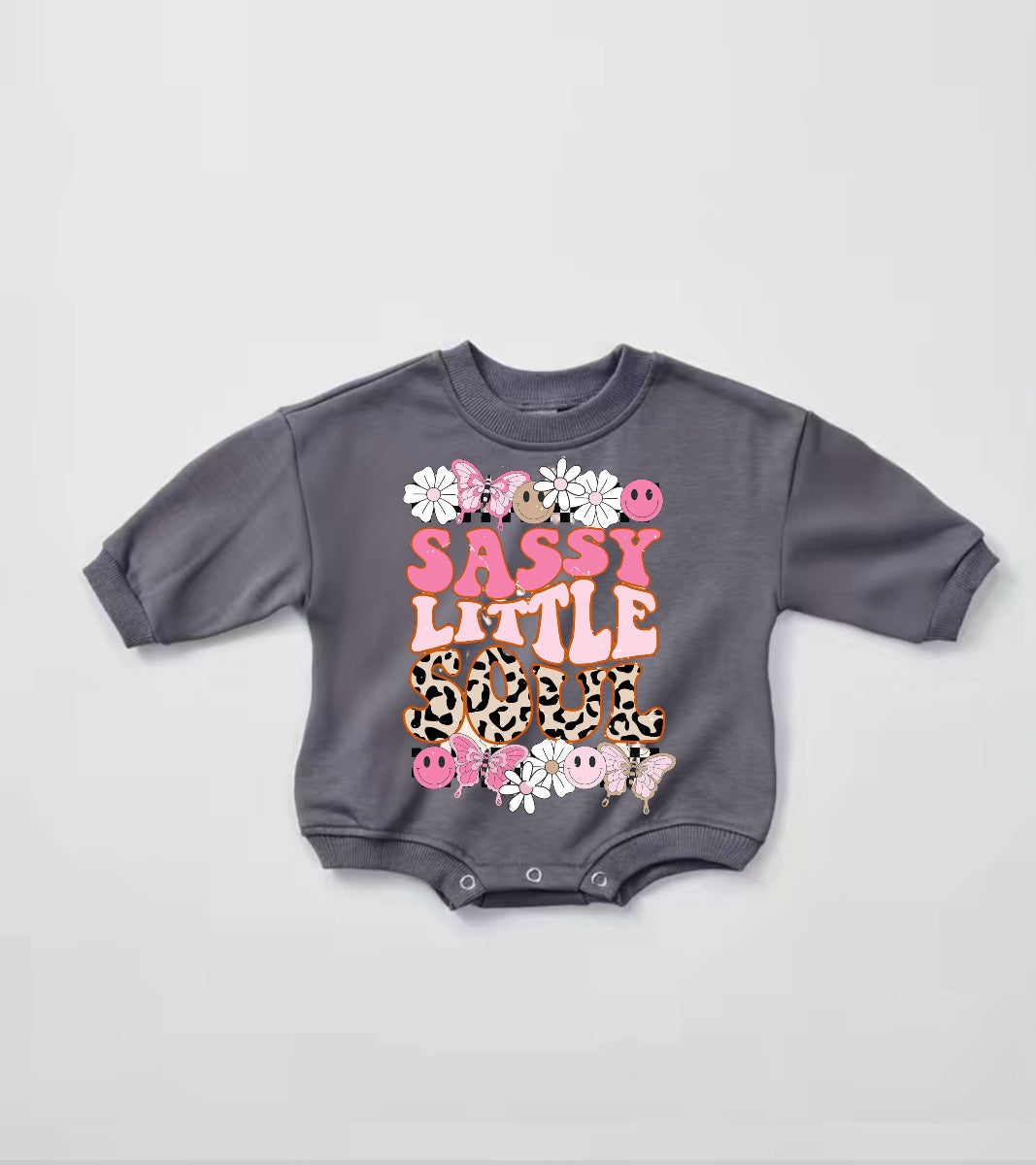 Sassy Little Soul Baby Girl Sweatshirt Romper bodysuit Hippo Boutique