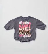 Sassy Little Soul Baby Girl Sweatshirt Romper bodysuit Hippo Boutique