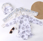 Baby Girl Floral & Moons One Piece Rash Guard Swimsuit Hippo Boutique