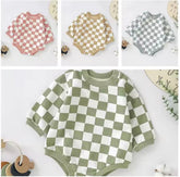 Checkered Print Sweatshirt Romper Hippo Boutique