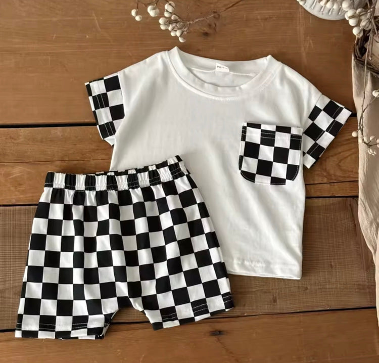 Cotton Checkered Outfit Hippo Boutique
