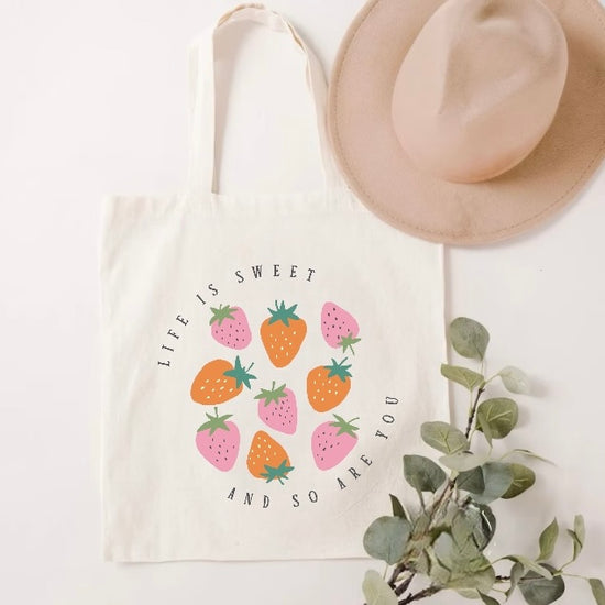 Life is Sweet Strawberry Tote Bag Hippo Boutique