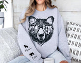 Custom Mama Bear Sweatshirt with children’s name on sleeve Hippo Boutique