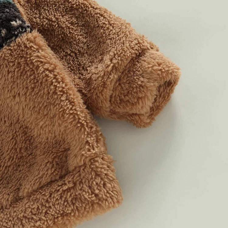 Boho Print Baby Sherpa Fuzzy Fur Jacket Hippo Boutique