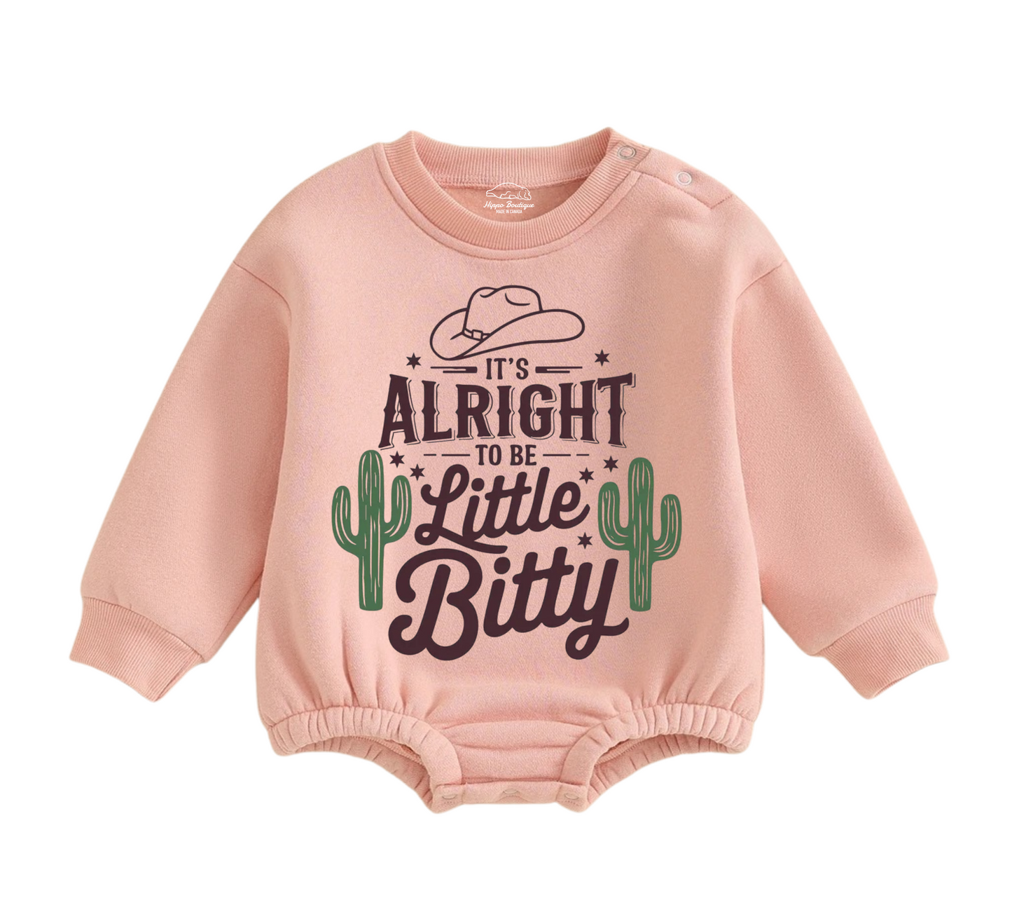 Soft warm fleece oversized Romper - Itty Bitty Cowboy Hippo Boutique