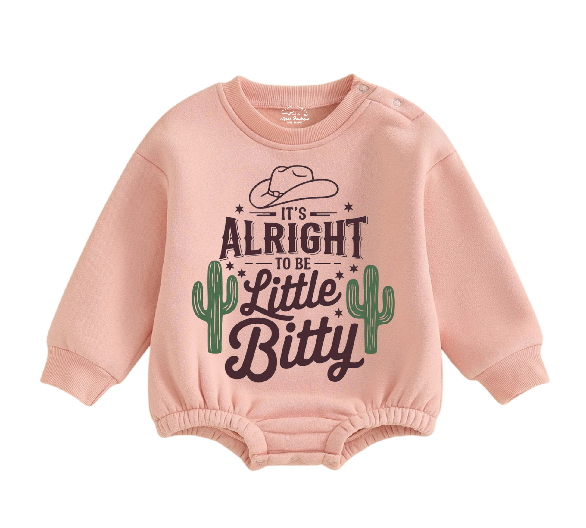 Soft warm fleece oversized Romper - Itty Bitty Cowboy Hippo Boutique