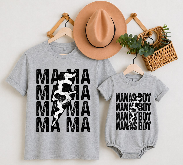 Mama & Mini Matching T-Shirts & Romper - Mama’s Boy Hippo Boutique
