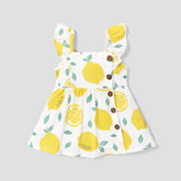 Button lemon and yellow plaid baby sleeveless ruffle dress Hippo Boutique