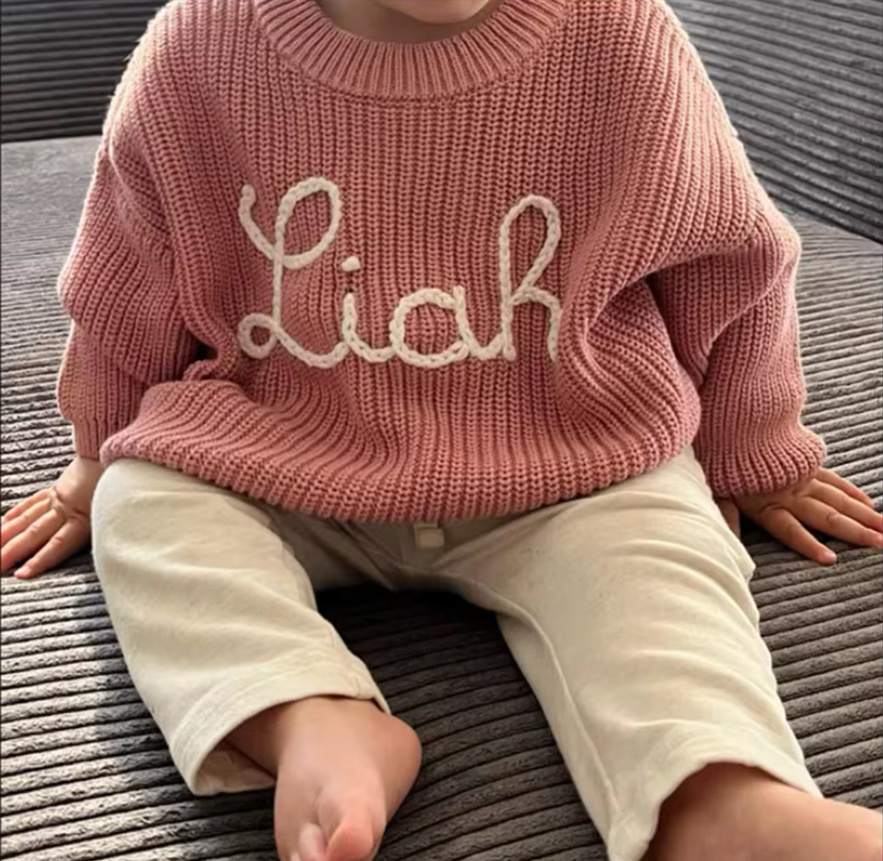 Personalied Name Newborn Baby & Kids Embroidered Knit Sweaters z Hippo Boutique