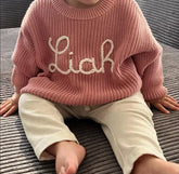 Personalied Name Newborn Baby & Kids Embroidered Knit Sweaters z Hippo Boutique