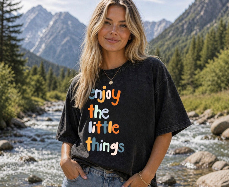 Oversized Washed Cropped T-Shirts - Enjoy the little things Hippo Boutique