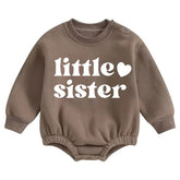 Little Sister Soft warm fleece Baby Oversized Sweatshirt Romper Hippo Boutique