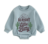 Soft warm fleece oversized Romper - Itty Bitty Cowboy Hippo Boutique