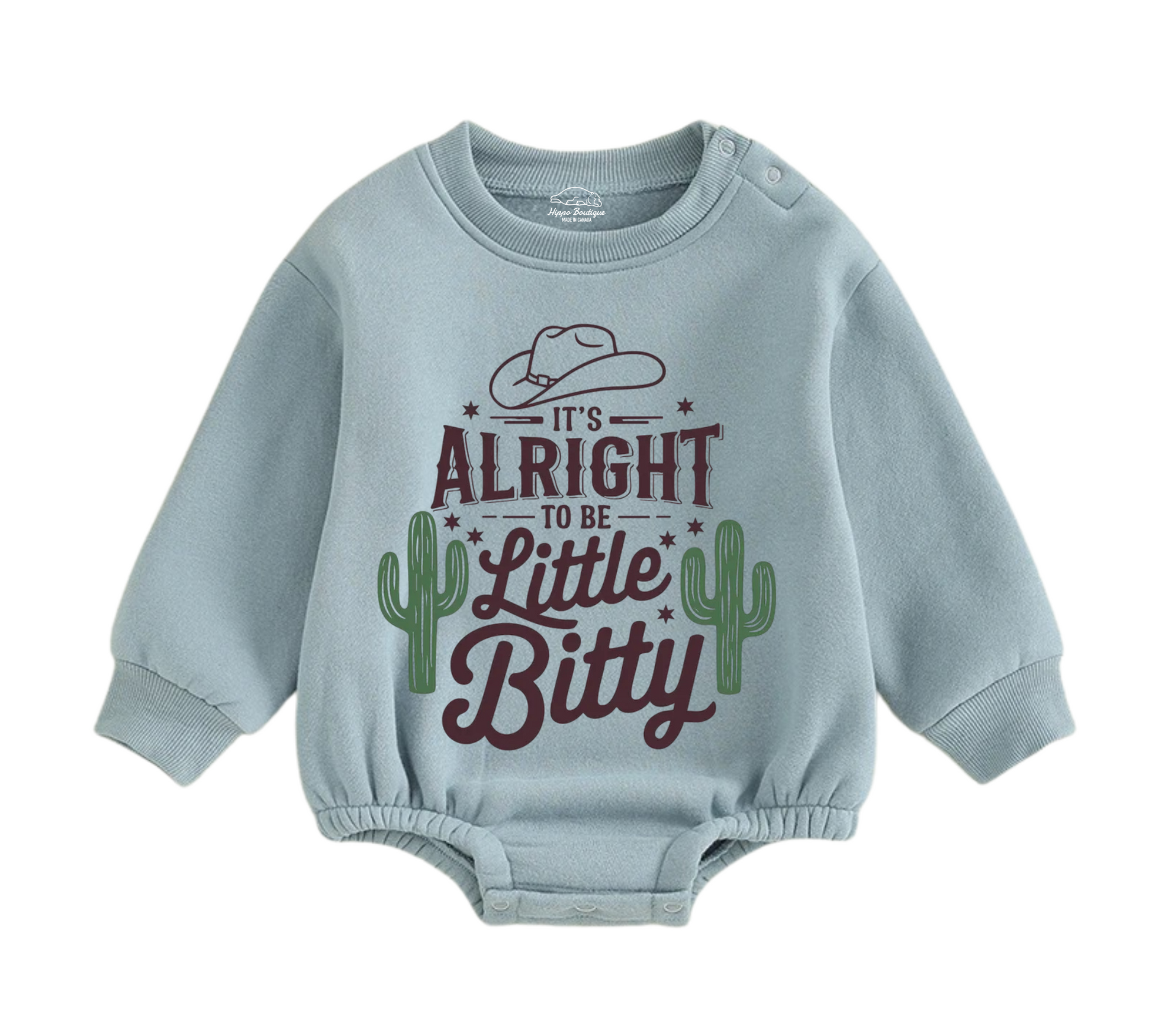 Soft warm fleece oversized Romper - Itty Bitty Cowboy Hippo Boutique
