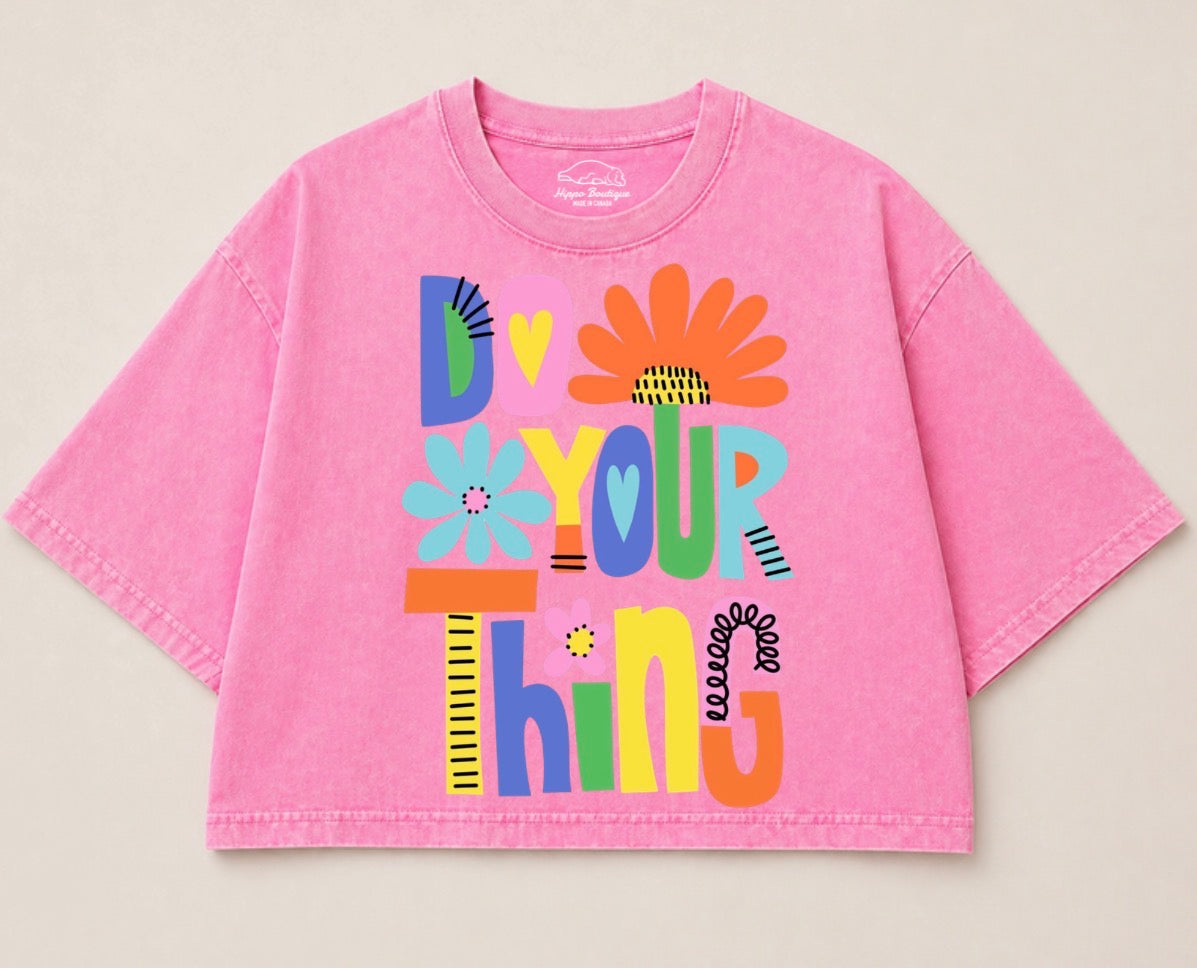 Oversized Washed Cropped T-Shirts - Do your thing Hippo Boutique