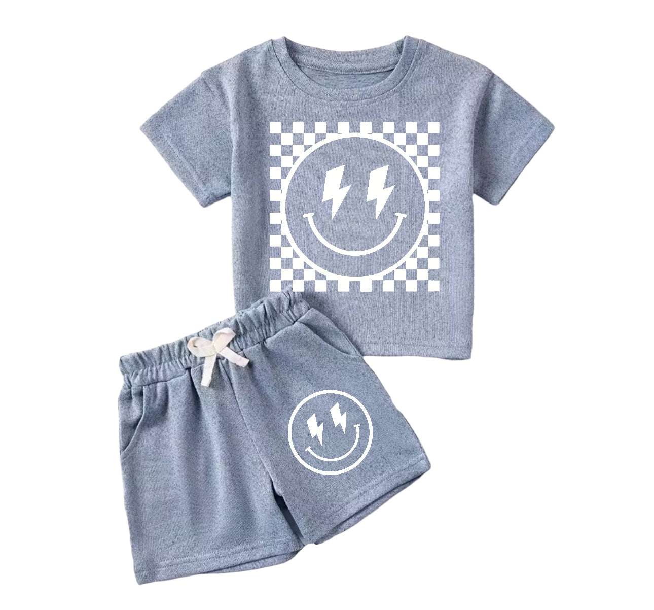 Checkered Smiley Baby & Toddler T-Shirt & Shorts Set Hippo Boutique