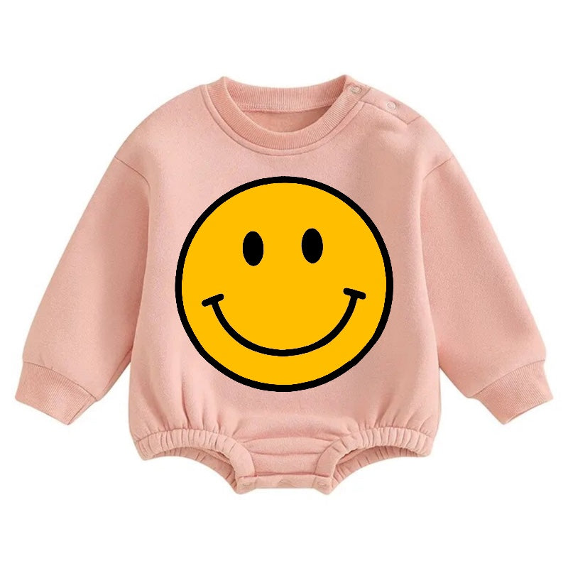 Soft warm fleece Baby Smile Oversized Sweatshirt Romper Hippo Boutique