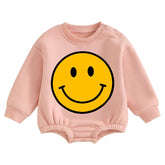 Soft warm fleece Baby Smile Oversized Sweatshirt Romper Hippo Boutique
