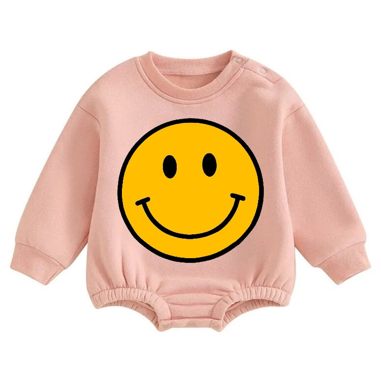 Soft warm fleece Baby Smile Oversized Sweatshirt Romper Hippo Boutique