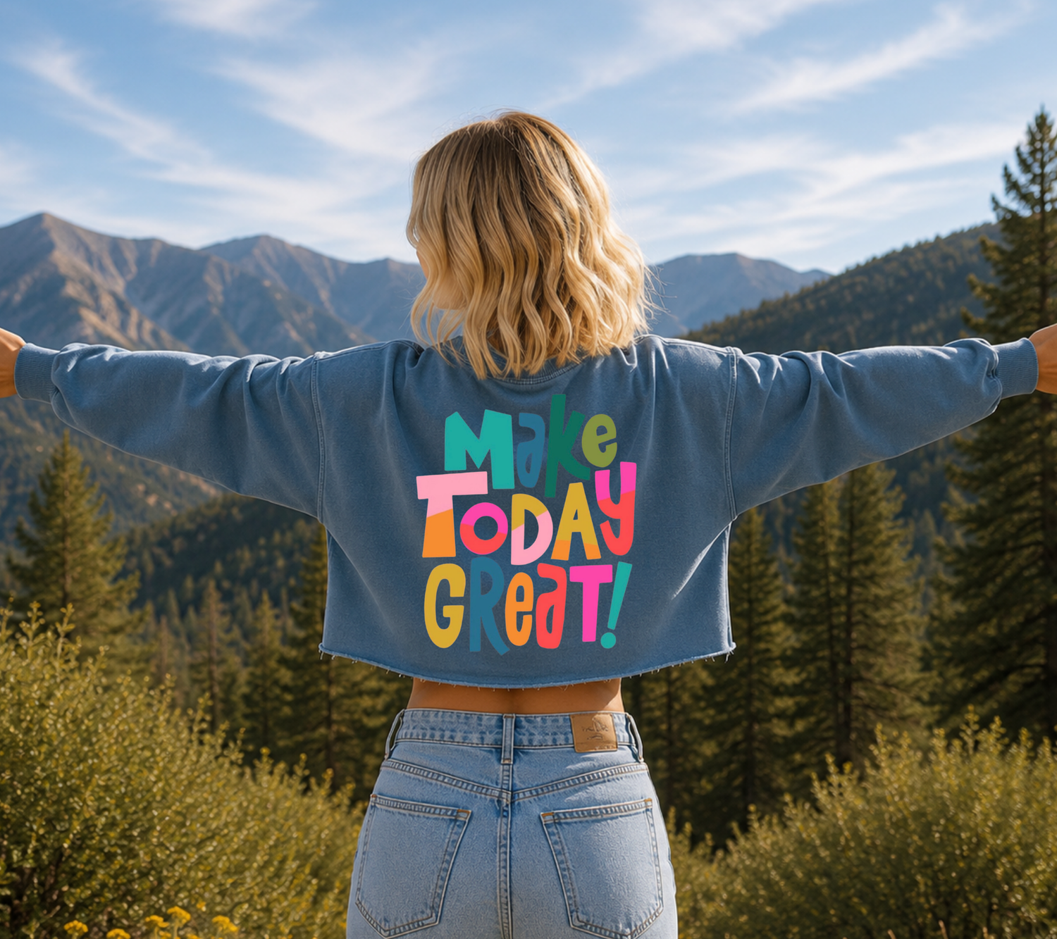 Cropped Sweatshirt - Make Today Great Hippo Boutique