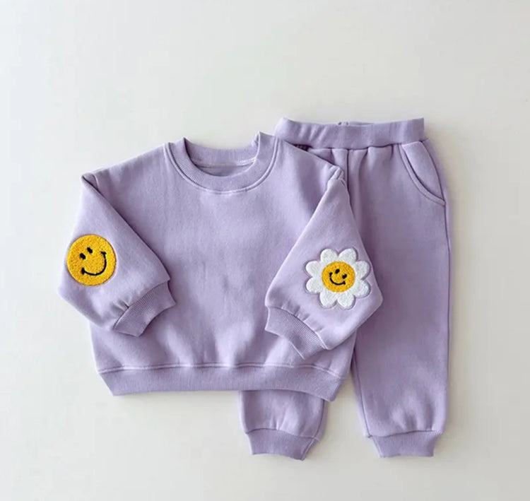 Smile Patch baby & toddler sweatshirt outfit set Hippo Boutique