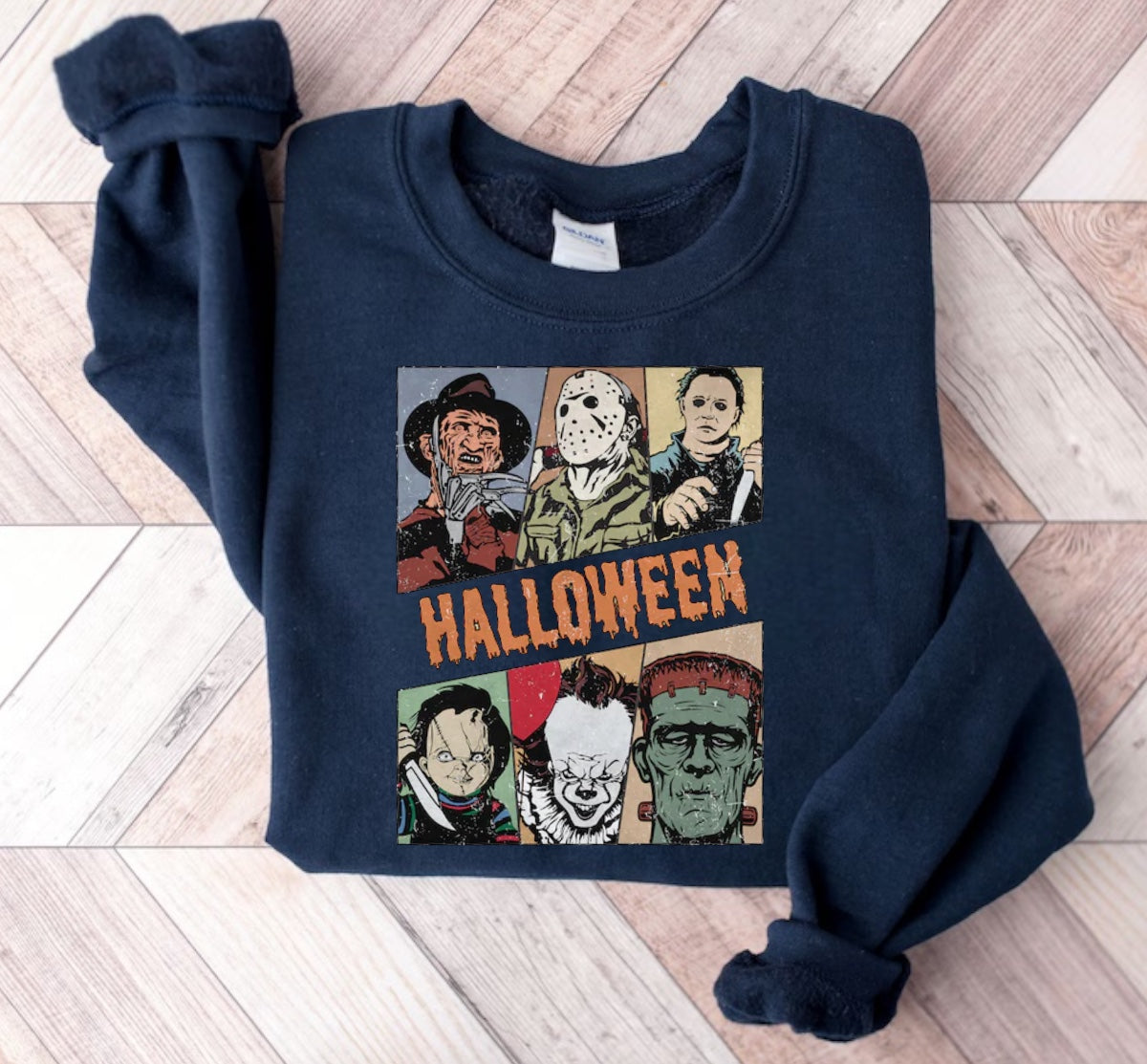 Halloween fleece crewneck Sweatshirts Horror Hippo Boutique