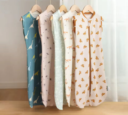Baby Sleeping Bag Newborn Baby Swaddle Sleeveless Sleep Sack Summer Thin 100% Cotton Soft 2-Ways Zipper Diaper Changing Bag