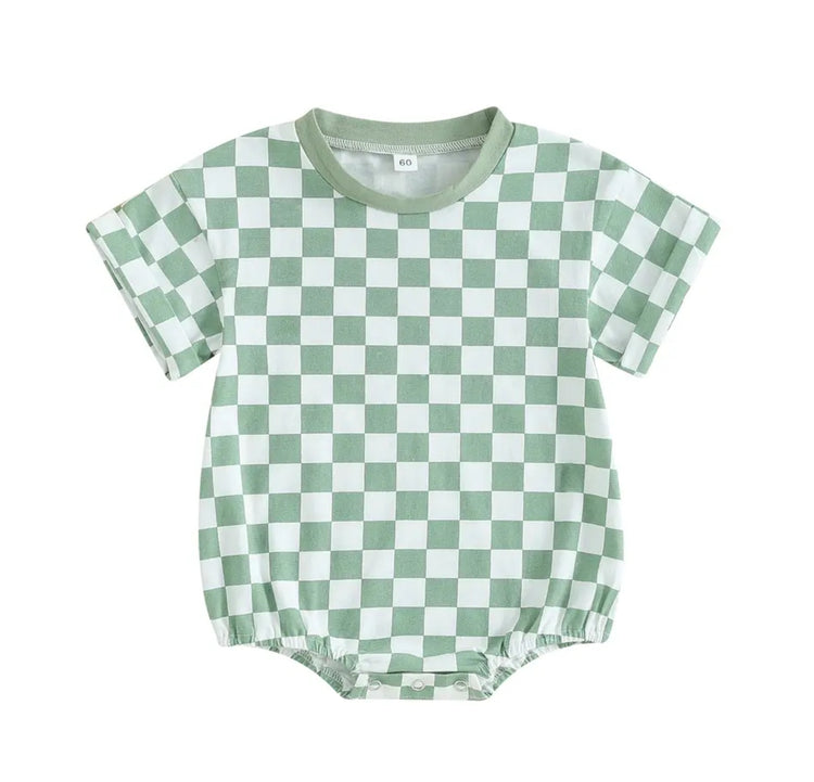 Baby Checkered T-Shirt Romper Hippo Boutique