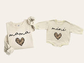 Leopard Heart Mama & Mini matching Baby Sweatshirt Romper bodysuit & Crewneck Hippo Boutique