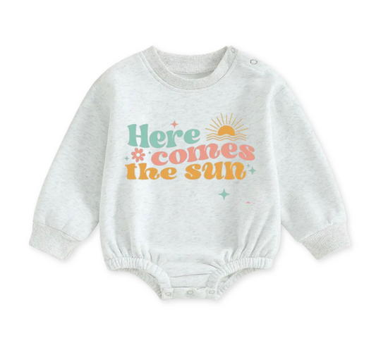 Soft warm fleece oversized Romper - Here comes the sun Hippo Boutique